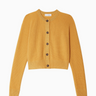 White + Warren Cashmere Waffle Cardigan in Goldenrod