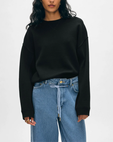 White + Warren Cotton Sweatshirt in Black