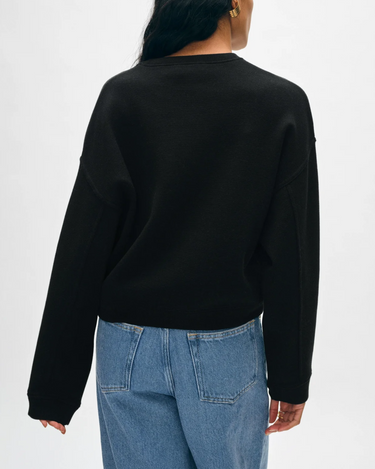 White + Warren Cotton Sweatshirt in Black