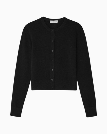 White + Warren Crewneck Cardigan in Black