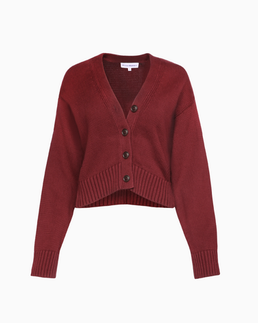 White + Warren Organic Cotton Cardigan in Mulberry