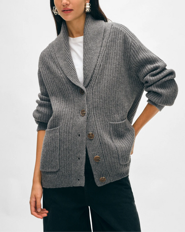 White + Warren Shawl Collar Coatigan in Grey Marl