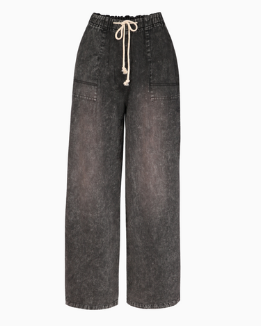 Wide Leg Denim Pant in Charcoal