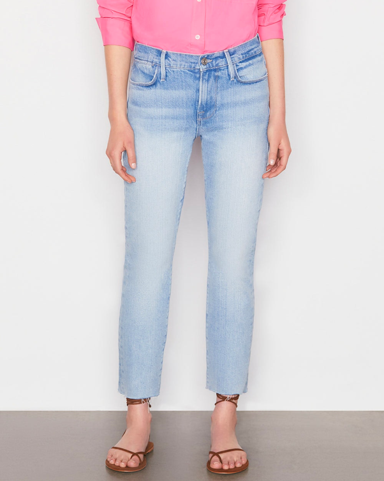 Frame Le High Straight Jeans in Raw After Kerwin