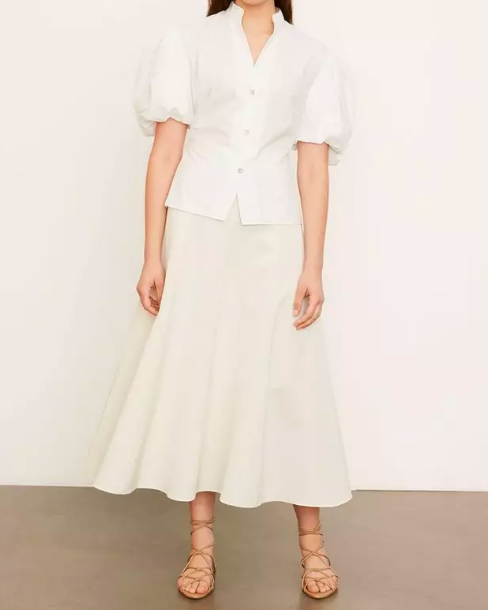 Vince Draped Puff Sleeve Blouse in Optic White