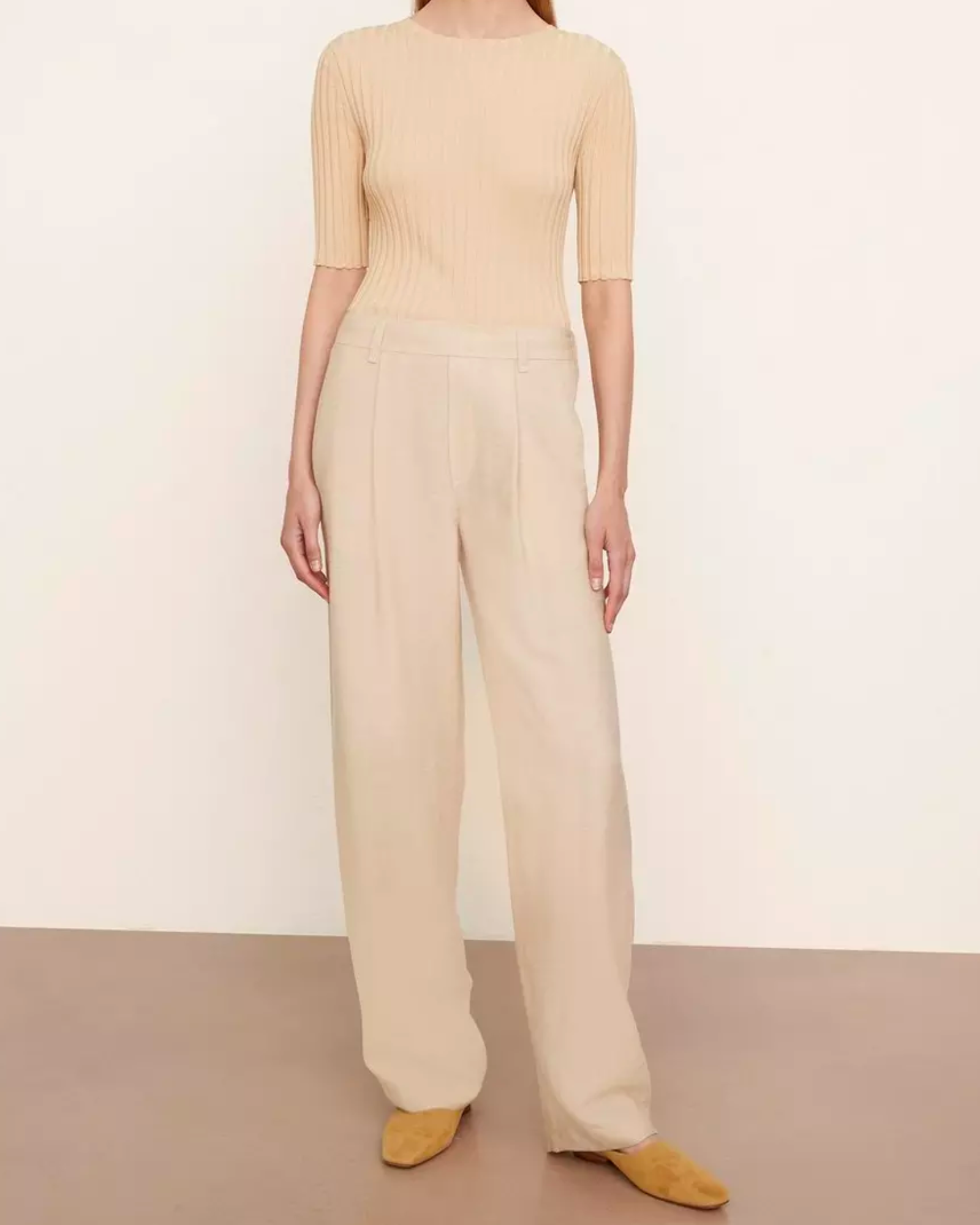Vince Straight Leg Pull On Pant in Pale Sand