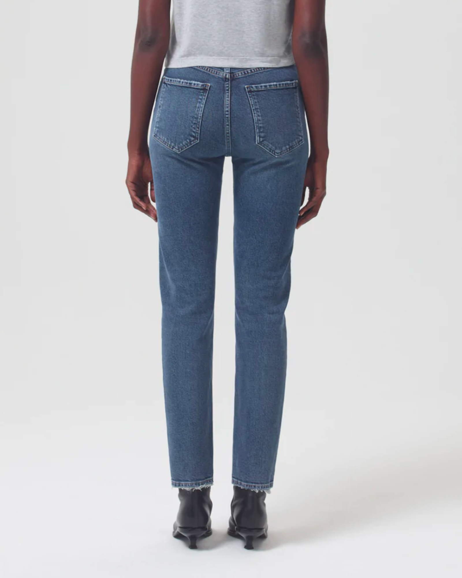 Agolde Riley Long High Rise Straight Jean in Cypher